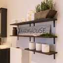 RICHER HOUSE Floating Shelves for Wall Dcor, Rustic Wood Wall Mounted Shelves for Bedroom Set of 5, Farmhouse Shelf for Bathroom, Hanging Shelves for Storage - Deep Brown