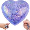 Heart Sugar Ball Stress Balls for Adults (Purple), Malt Sugar Ball Sensory Fidget Toys for Kids, Slow-Rise Squishy Sugar Stress Ball, Heart Shape Squeeze Toys for Stress Relief