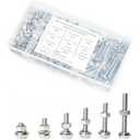 180 pcs SAE Stainless Steel Nuts and Bolts Assortment Kit, Including 6 Sizes 1/4-20 Hex Bolts,Flat Washers, Lock Washers. Packaged by Plastic Box, Made by 304 Stainless Steel