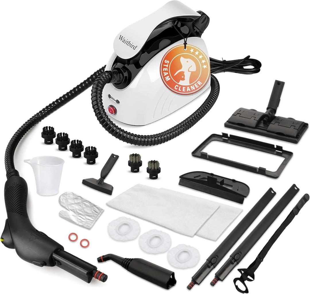 Multi-purpose steam cleaner with all 21 accessories, handheld steam cleaner and shoulder strap, for furniture, sofa, tiles, floors, windows, upholstery (Large)