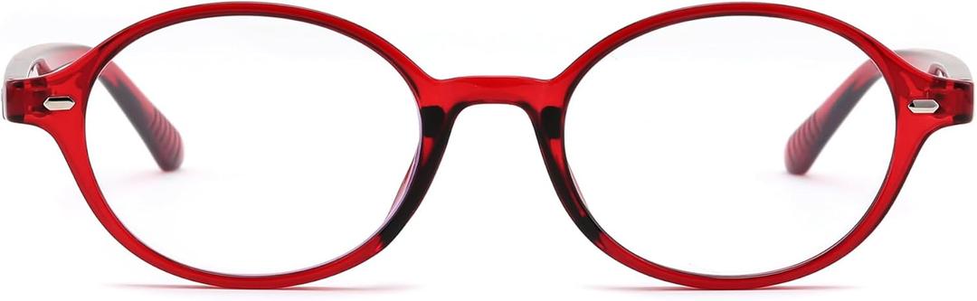 FEISEDY Vintage Oval Blue Light Glasses for Women Men Stylish Lightweight 90s Eyeglasses Fake Nerd Y2k Eyewear Frame B0242 (Transparent Red)