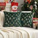 Christmas Tree Green Throw Pillow Covers 18x18 inch Set of 4, Soft Decorative Cushion Cases,Home Decor for Couch Bed Living Room