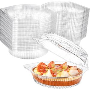Yoiemivy 40 Pcs 8'' Disposable Pie Containers with Lids Clear Plastic Pie Carrier Round Pie Keeper Storage Dessert Carrier Clamshell Takeout Food Containers for Doughnut Cookies Salad Fruit Vegetable