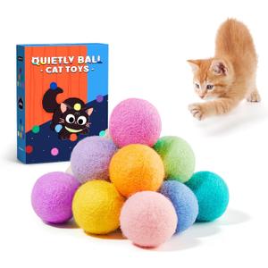 Potaroma 12 Pcs Quiet Play Felt Cat Ball Toys with Catnip Inside, Cat Kicker Exercise Toys, Fun Colorful Kitty Kitten Toys 1.6 Inches