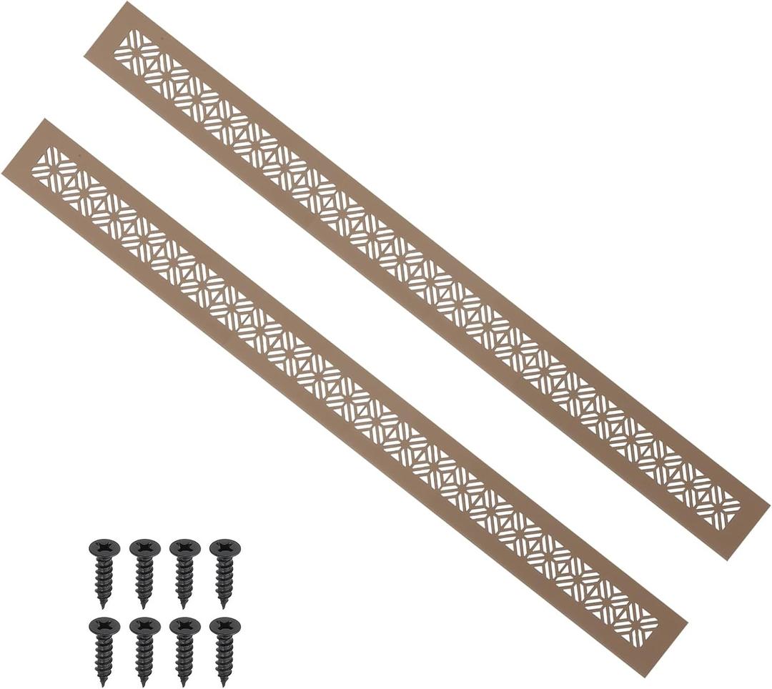 PATIKIL 24 x 2 Inch Door Air Vent Cover, 2 Pcs Heavy Duty Aluminum Grille Ventilation Cover Louvered with Mounting Screws for Cabinet Wardrobe Door, Brown