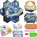 NIHO-JIUMA Diamond Art Starry Night Coaster, DIY Diamond Painting Coasters for Adults/Teen (7 pcs)