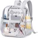 MUSEVOS Clear Backpack for Stadium Events Approved 12612, Thick TPU Mini Clear Bag with Front Pocket for Concert Sport Events Work Travel, Grey