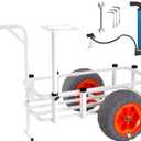 VEVOR Beach Fishing Cart, 350 lbs Load Capacity, Fish and Marine Cart with Two 16" Big Wheels PU Balloon Tires for Sand, Heavy-Duty Aluminum Pier Wagon Trolley with 8 Rod Holders for Fishing, Picnic