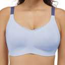 COMFELIE Women Cozy Full Coverage Wirefree Bra Smooth Seamless Bralettes with Contrast Colored Strap Slate Blue Large