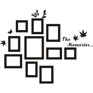 10 Pcs Picture Frames Wall Decal The Memories Vinyl Stickers, Removable Photo Frame Butterflies Leaves Art DIY Sticker Mural for Bedroom Playroom Living Room Office Home Window Door Decoration