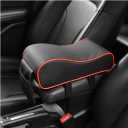 Yourkar Car Armrest Cushion, Soft Memory Foam Auto Armrest Pillow with Storage Bag, Leather Center Console Arm Rest Padded Cushion with Phone Holder, Universal Car Accessories (Black&Red)