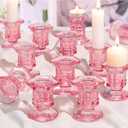 Pink Candlestick Holders Bulk, 11 Pcs Glass Candle Holders Set,Crystal Taper Candle Holder for Wedding, Table Centerpiece, Home Decoration