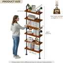 Pipe Industrial Shelves, Wall Mounted Wood Metal Ladder Rustic Bookshelf (Walnut Color, 6 Tier - 10" D x 30" W x 82.5" H)