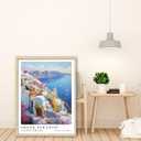 Natural Oak Frame Wall Art, 8X10 inch Greek City Tourist Landscape Poster Canvas Wall Printing, Classic City Landmark Wall Decoration, Suitable Bedroom for Living Room
