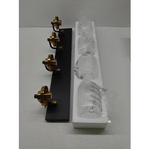 Ralbay Vintage Metal Black Bathroom Vanity Light Fixtures 4 Light Matte Black with Seeded Glass Wall Lighting Fxiture