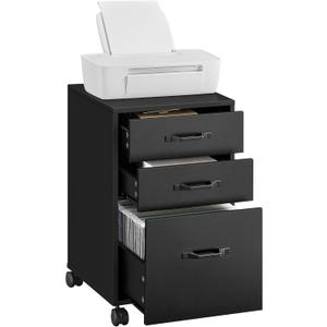 VASAGLE File Cabinet, 3 Drawers Filing Cabinet for Home Office, with Wheels, for A4, Letter Sized Documents, Hanging File Folders, Ink Black UOFC065B16 VASAGLE File Cabinet, 3 Drawers Filing Cabinet for Home Office, with Wheels, for A4, Letter Sized Documents, Hanging File Folders, Ink Black UOFC065B16