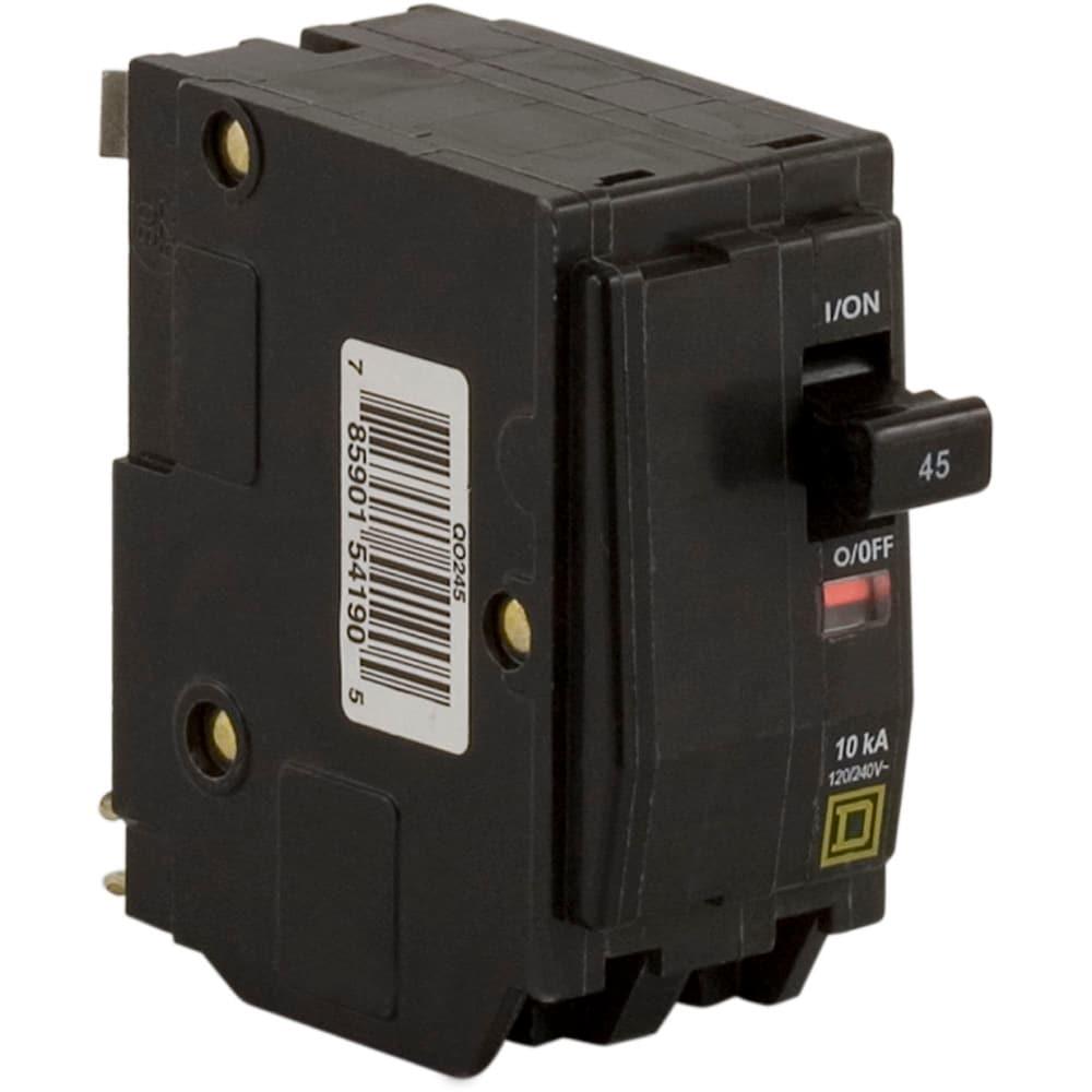Mini circuit breaker, QO, 45A, 2 pole, 120/240VAC, 10kA, plug in, consumer pack
