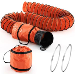 Flexible Duct Hosing with Connecting Belt 25 ft PVC Flexible Ducting Hose 8 Inch HVAC Duct Hosing with Stainless Steel Air Ducting Clamps Adjustable Hose Clamps for Exhaust Fan