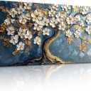 SERIMINO Gold Tree of Life Large Wall Art, Abstract Tree Oil Painting Art Prints, Cherry Blossom Flower Canvas Art Wall Decor, Modern Aesthetic Wall Pictures for Living Room Bedroom Office 24"X48"