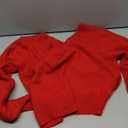 ZAFUL Women's Cropped Sweater V-Neck Long Sleeve Crop Sweater Pullover Jumper Knit Top (Medium, 1-christmas Red)