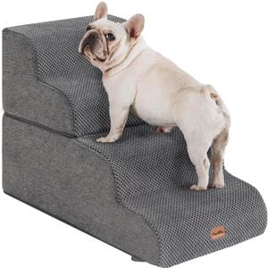 Made4Pets Dog Stairs Ramp for Bed, 4-Step Dog Steps for High Bed Couch Sofa Climbing, 35D Foam Pet Steps for Small Dogs and Cats, Non-Slip Bottom Pet Stairs, Grey (28.3"x15.7"x19.7"H)