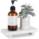 Bathroom Counter Organizer Wood Pedestal Stand Farmhouse Decorative Tray Soap Holder for Kitchen Decor, Small, White