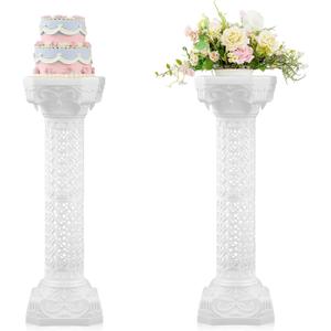 Colingmill 2 Pcs Wedding Roman Column Greek Pillars Stand Plastic Wedding Pillars Columns for Ceremony Flowers Plant Holder for Ceremony Event Party (Heart Shaped,10.63 x 10.63 Inches)