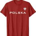 Polska Poland Flag Sports Athletic Jersey Style T-Shirt, Size L
