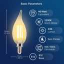 FLSNT CA11/E12 LED Chandelier Light Bulbs 40W Equivalent, Dimmable Candelabra Bulbs, 2200K Warm White, Amber Glass, 330 Lumens, 12-Pack, UL & CA65 Listed