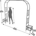Garden Arch with Planter Boxes, Metal Arbor Trellis for Climbing Plants Outdoor, Heavy Duty Iron Archway for Wedding Ceremony Party Backyard Lawn Patio Decor, Black