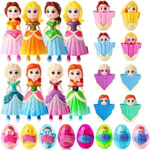 8 Pack Prefilled Easter Eggs with Princess Dolls, Princess Eggs Fillers Easter Basket Stuffers for Toddler Kids Girls, Party Favors Surprise Essentials Gifts