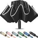 Large Windproof Travel Umbrella, Portable Reverse Folding Car Umbrella, Compact Inverted Design with Waterproof Canopy, Automatic, 10 Durable Ribs, 45.6/13 Inch, Fits Backpack