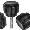 uxcell 20pcs M3 x 12mm Male Thread Knurled Knobs, Thumb Screws Clamping Knobs Grip 14mm Plastic Round Head Hand Knobs Thumbscrews, Black