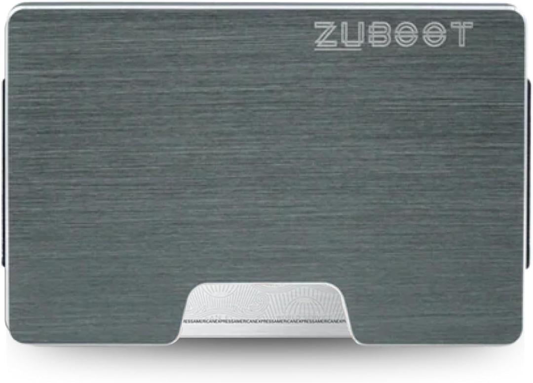 Slim RFID Wallet for Men Minimalist Aluminum Front Pocket Wallet with Removable Cash Clip Lightweight, Durable Metal Design (Brushed) (Dark Grey)