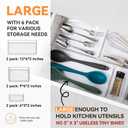 6 Pack Large Clear Plastic Drawer Organizer Trays, Acrylic Kitchen Drawer Organization and Storage Dividers, Non-Slip Storage Bins for Makeup, Kitchen Utensils, Bathroom, Jewelries and Office Desk