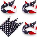 Lusofie 3 Pieces American Flag Bandana USA Flag Pattern Headband Kerchief Unisex Cowboy Bandanas Patriotic Accessories