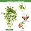 INQCMY Artificial Fake Hanging Plants Philodendro for Outdoors Spring Decoration, 3Pcs Faux Pothos Vines Realistic Greenery UV Resistant for Home Office Bedroom Bathroom Living Room Indoor