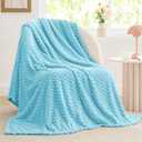 BEDELITE Fleece Blanket - 3D Jacquard Decorative Light Blue Throw Blankets for Couch & Bed, Soft and Cozy Warm Plush Fluffy Blanket All Seasons Suitable, 50x60Inches