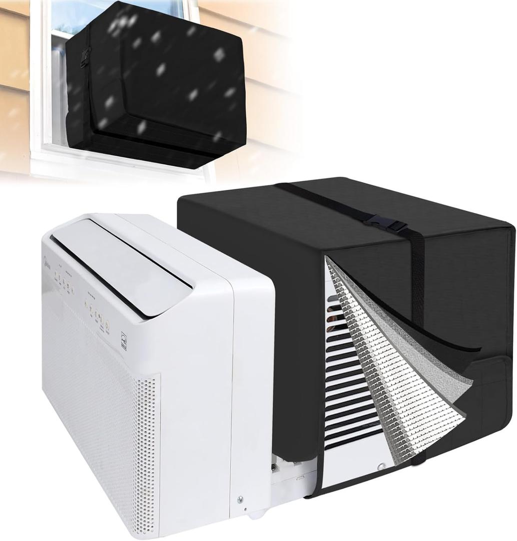Air Conditioner Covers for Outside 20"W x 14"H x 12"D Compatible with Midea AC 8000/ 10000/ 120000 BTU, 3 Layers Insulation Window AC Covers for Outside Compatible with Midea U Shaped Unit, Black