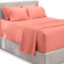 Hearth & Harbor Extra Deep Pocket Queen Sheets Sets - Fits Mattress 18-24 Inches Deep - Extra Deep Pocket Sheets - 6 Piece Queen Size - Misty Rose