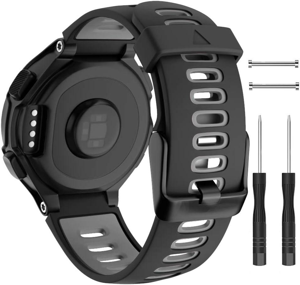 ISABAKE Watch Band Replacement for Garmin Forerunner 735XT/Approach S20 S5 S6 Soft Silicone Strap with Metal Buckle Compatible with 735xt/220/230/235/620/630