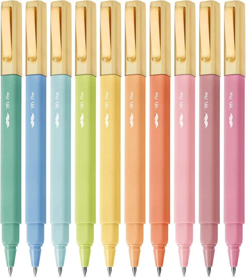 Mr. Pen- Aesthetic Ballpoint Pens, 10 Pack, Assorted Colors, Fast Dry, No Smear Bible Pens No Bleed Through, 0.7mm Fine Point Pen (Pastel)