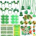 TUZELIYA 134Pcs St. Patrick's Day Accessories Party Favor Set with Stickers Necklaces Slap Bracelets Glasses Headbands Mustaches Coins - St. Patrick's Day Accessories Decoration Supplies for Men Women