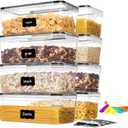 Airtight Food Storage Containers with Lids, 3.2L BPA-Free Plastic Canisters for Spaghetti, Cereal, Oats & Kitchen Pantry Organization, 8 Pack