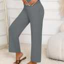 Huukeay Women's Cotton Linen Blend Maternity Pants, High Waisted Lounge Pregnancy Pants Over the Belly Trousers with Pockets(Gray,Small) (Gray)