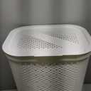 Mind Reader 60L Slim Laundry Hamper, Clothes Basket, Lid, Linen Design, Plastic, 18.25L x 14.25W x 23.5H, White