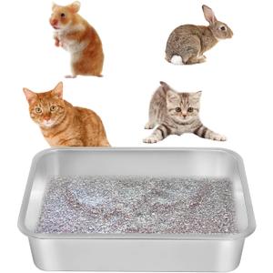 Kichwit Stainless Steel Cat Litter Box, Kitten Litter Tray, Metal Cat Litter Pan, Non Stick Smooth Surface, Easy to Clean (17.5" L x 13.5" W x 4" H)