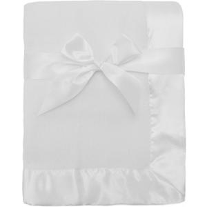 American Baby Company Fleece Blanket (30" x 40") with Silk-Like Satin Trim, Soft, Warm & Cozy, White, for Boys and Girls, Perfect for Baby Carrier, Stroller, Travel and Gifting (30x40 Inch (Pack of 1))