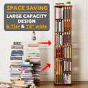 SpaceAid 6 Tier Rotating Bookshelf Tower, Bamboo Spinning Book Shelf, Revolving 360 Bookcase Storage Swivel Round Carousel, Vertical Rotate Turning Spiral Corner Organizer (6-Tier Walnut), 6 Tier, 67.5" H