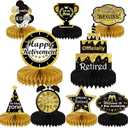9PCS Retirement Party Decorations, KSKSPE Retirement Centerpieces for Table,Black and Gold Retirement Table Decorations, Retirement Decor for Retirement Party Retirement Party Supplies Men and Women